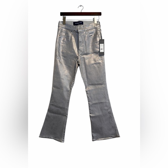 Veronica Beard Metallic Silver Flare Jeans